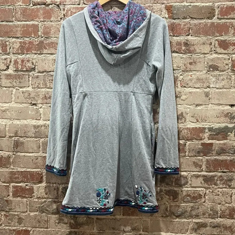 Free People Heather Grey Embroidered Tunic Size Small - Picture 5 of 5